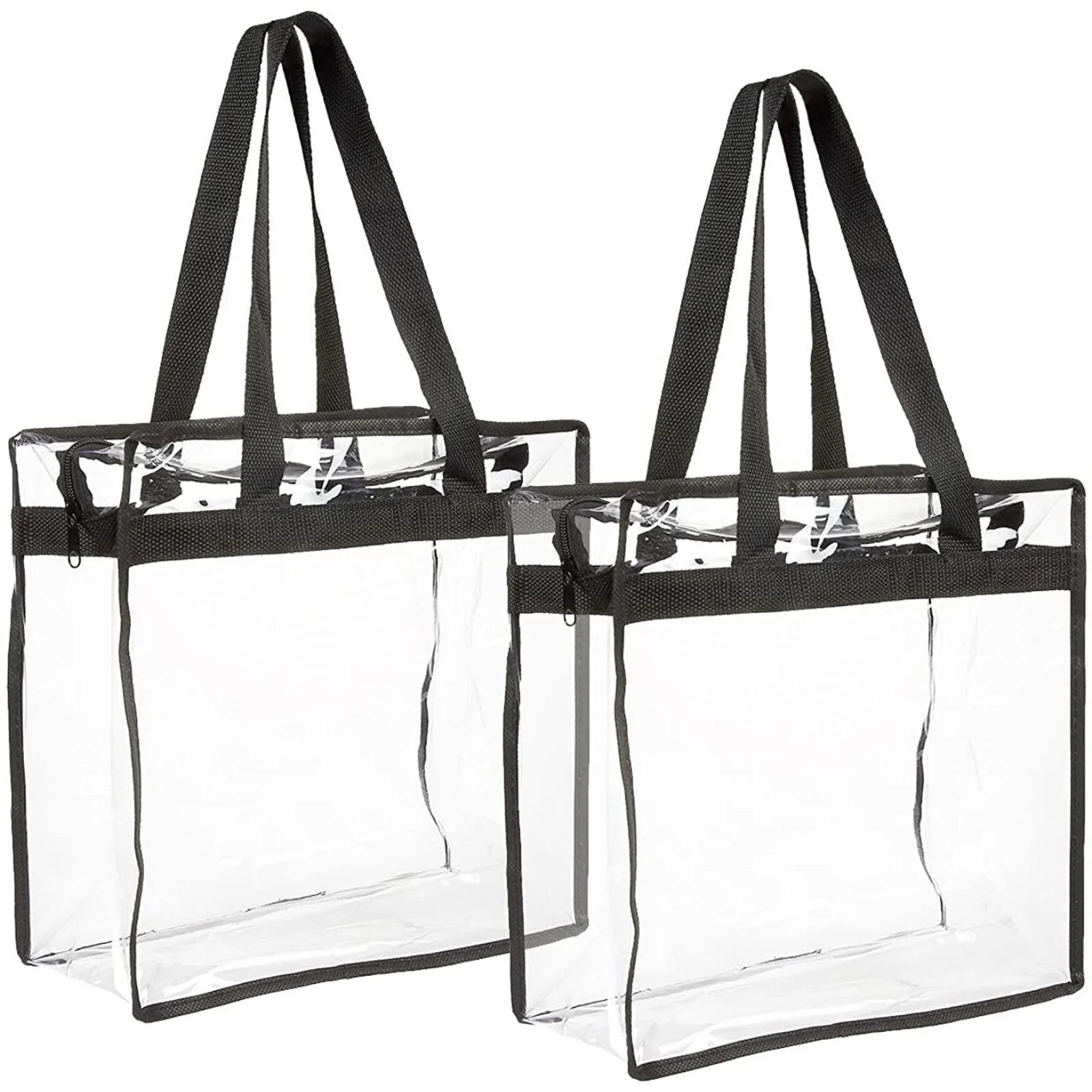 2 Pack Stadium Approved Clear Tote Bags, 12X6X12 Large Plastic Beach Bags with Handles