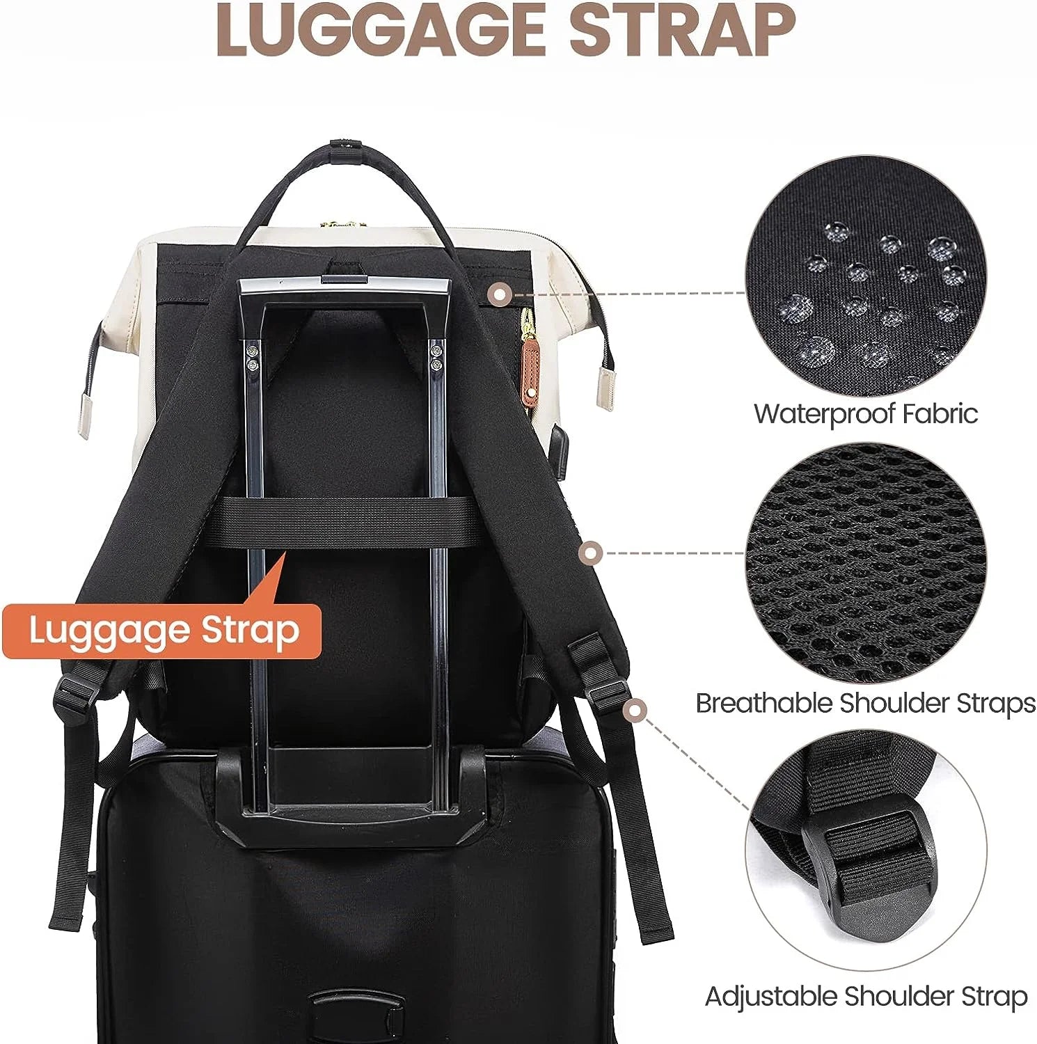 Laptop Backpack, 15.6" Women Work Backpack Purses with USB Port, Waterproof Casual Daypack Travel Backpack, Large Fashion Teacher Nurse College Bookbag