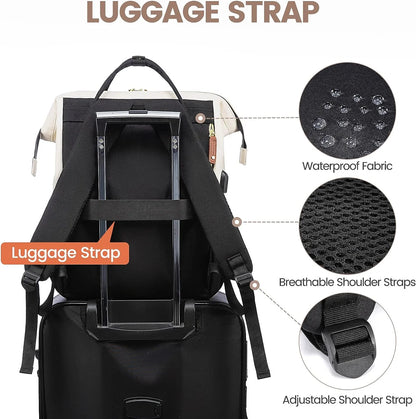 Laptop Backpack, 15.6" Women Work Backpack Purses with USB Port, Waterproof Casual Daypack Travel Backpack, Large Fashion Teacher Nurse College Bookbag