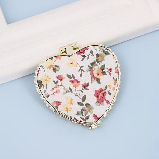 Pocket Floral Mirror Mini Makeup Compact Portable Two-Side Folding Make up Mirror Women Vintage Cosmetic Make up for Gift