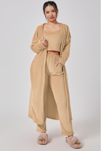 Cozy Pajama Set, 3 Piece Lounge Set, Cute Loungewear, Warm Suit Sets, Matching Set, Lounge Set, 3 Piece Pant Sets, Women Winter Dress - Alrickas’ UNIQUE BOUTIQUE
