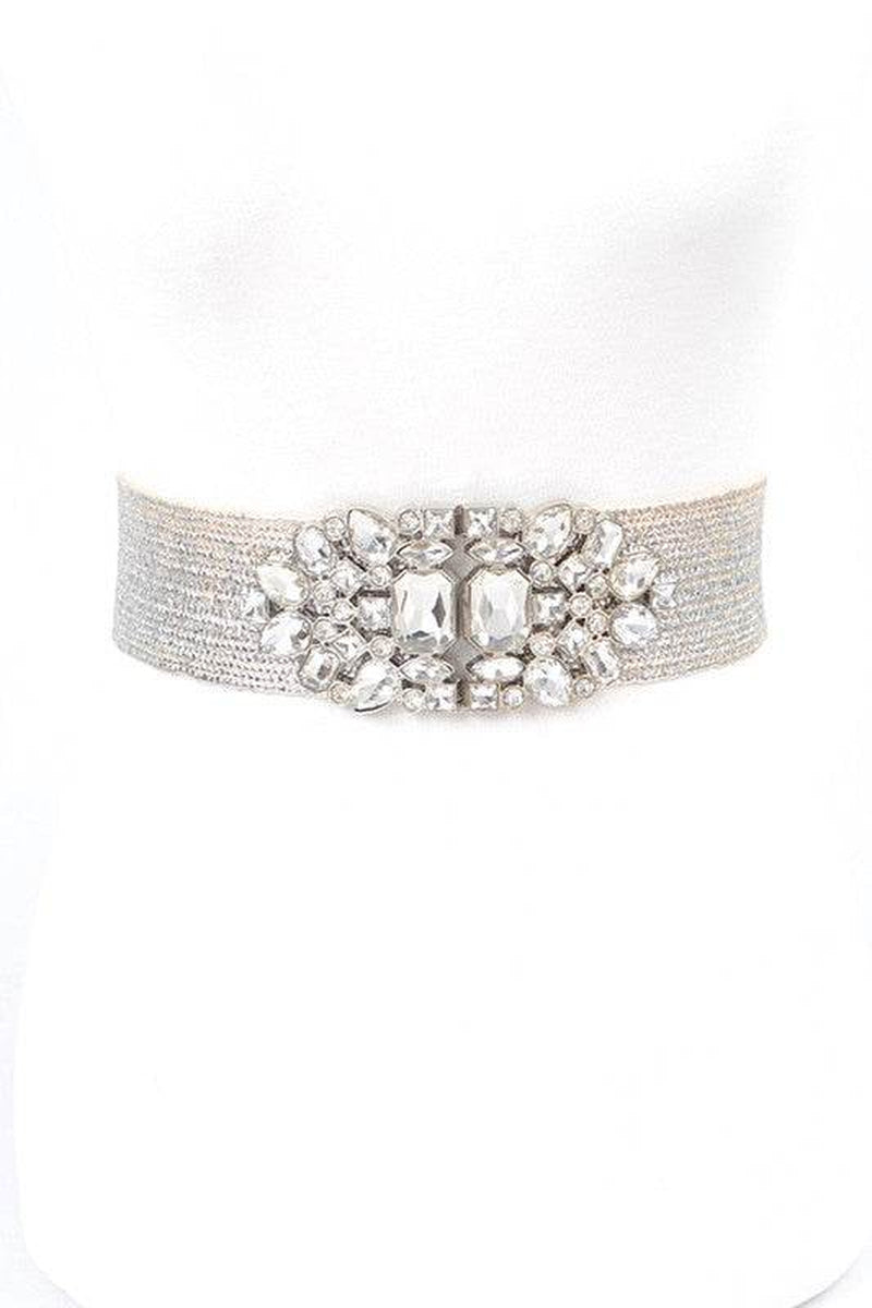 Stylish Plus Size Crystal Metallic Straw Elastic Belt for a Chic Look - Alrickas’ UNIQUE BOUTIQUE