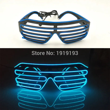 Cool Fashion Double Colors EL Window-Shades Glasses Glowing Glasses Neon LED Light up Sunglasses Glow Party Decorative Glasses