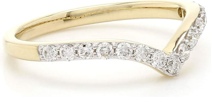 14K Yellow Gold Lab-Grown Diamond Ring Chevron Band Wedding (1/3 Cttw, F-G Color, VS-SI Clarity)