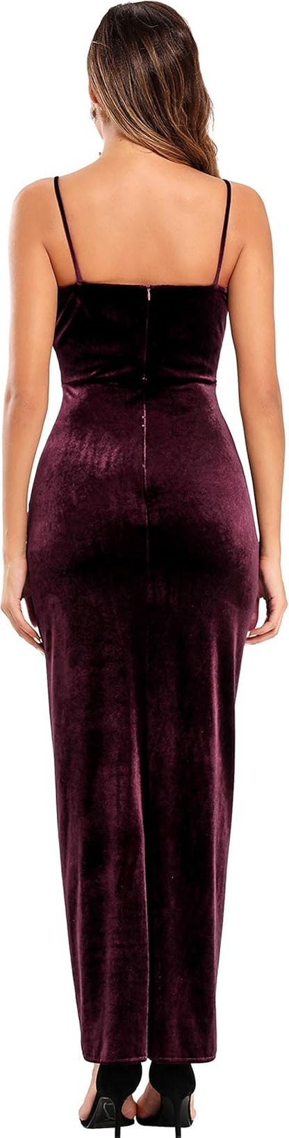 Elegant Spaghetti Strap Velvet Holiday Party Dresses for Women