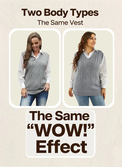 Women'S Vintage Sleeveless Sweater Vest Knitted Pullover Top for Fall