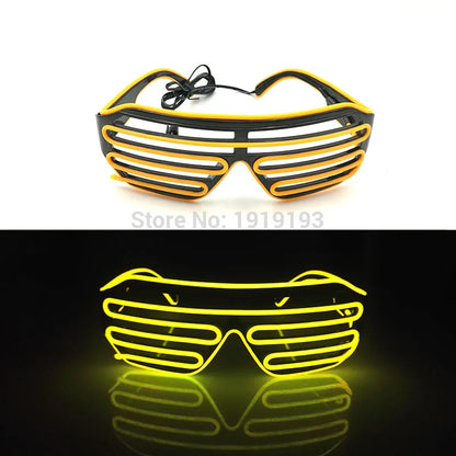 Cool Fashion Double Colors EL Window-Shades Glasses Glowing Glasses Neon LED Light up Sunglasses Glow Party Decorative Glasses