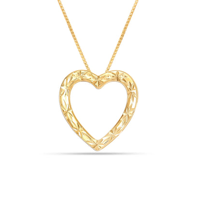 925 Sterling Silver 18K Gold-Plated Diamond-Cut Heart Reversible Necklace for Women and Teen 25MM