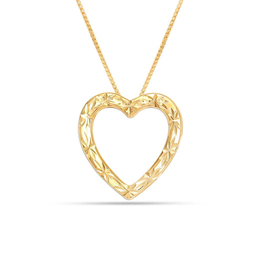 925 Sterling Silver 18K Gold-Plated Diamond-Cut Heart Reversible Necklace for Women and Teen 25MM