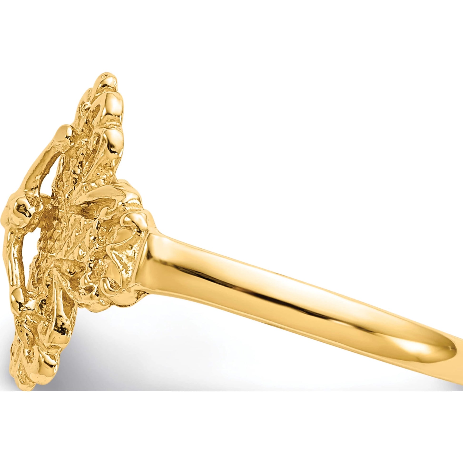 14K Yellow Gold Diamond Cut Crucifix Ring (Size 6) Made in United States K3970