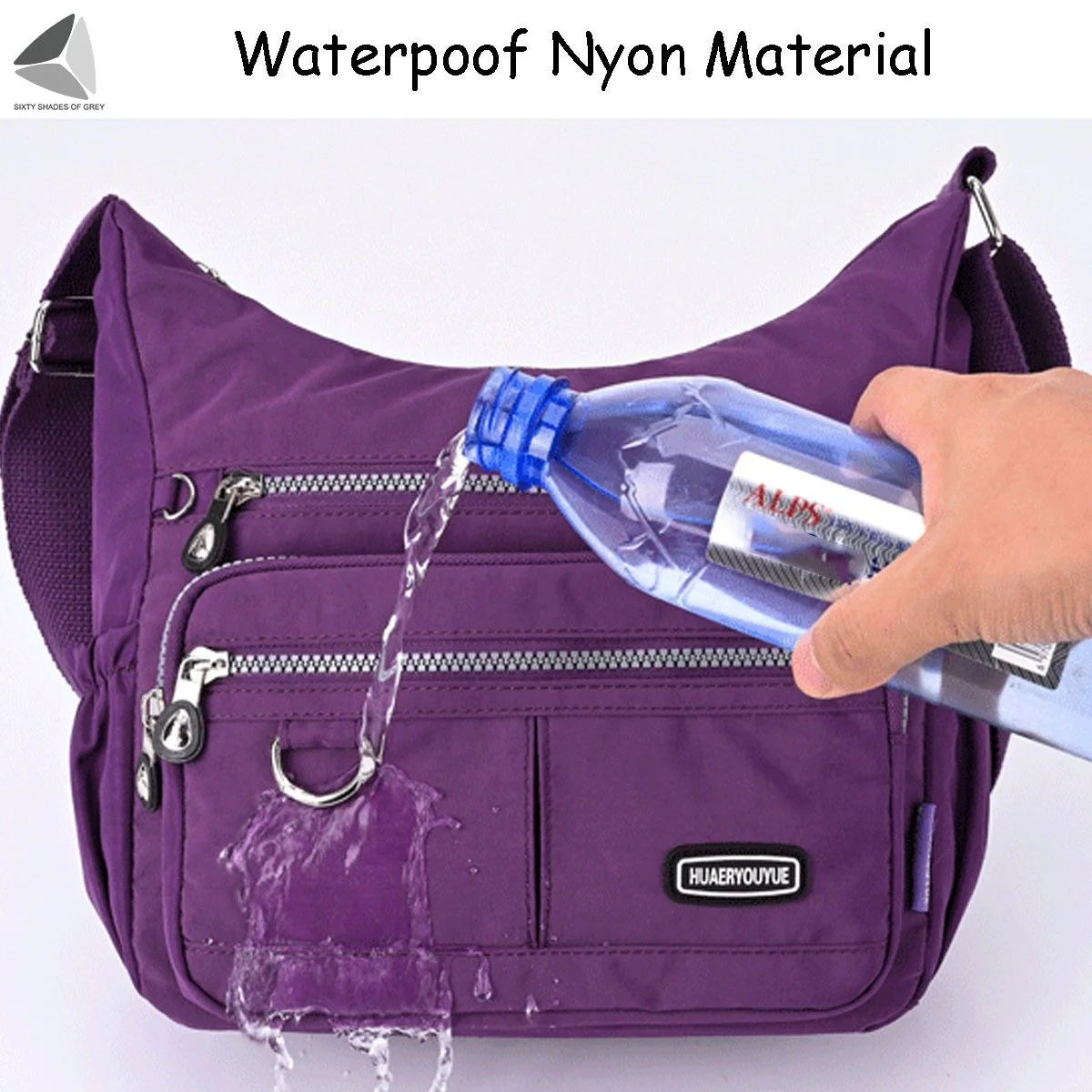 Womens Waterproof Nylon Crossbody Bag Casual Messenger Bags Travel Shoulder Purse Handbag (Black)