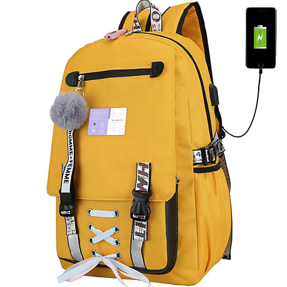 Women Girls School Bag Waterproof Teenage Backpack with anti Theft Lock USB Port College Bookbags Student Laptop