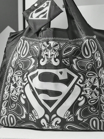 SUPERMAN X  Superman Print Fashionable Black Tote Bag