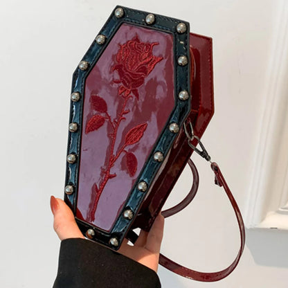 Women Gothic Crossbody Bag Coffin Shoulder Bag Purse Cartoon Spider Coffin Bag Y2K Messenger Phone Bag Halloween Sling Purse