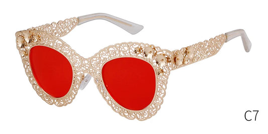 2025 Luxury Oversized Cat Eye Sunglasses Women Brand Designer Retro Vintage 80S Baroque Cateye Sun Glasses Shades 670
