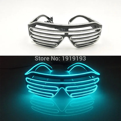 Cool Fashion Double Colors EL Window-Shades Glasses Glowing Glasses Neon LED Light up Sunglasses Glow Party Decorative Glasses
