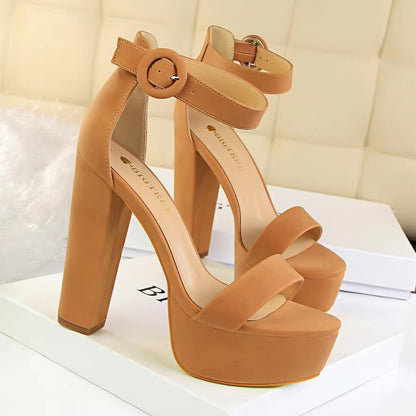 Shoes Women Pumps High Heels Shoes Women Heels Sexy Block Heels Fashion Women Sandals Platform Buckle New Ladies Shoes