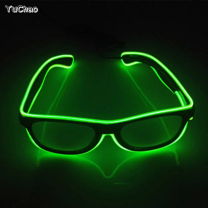 Cool Fashion Double Colors EL Window-Shades Glasses Glowing Glasses Neon LED Light up Sunglasses Glow Party Decorative Glasses