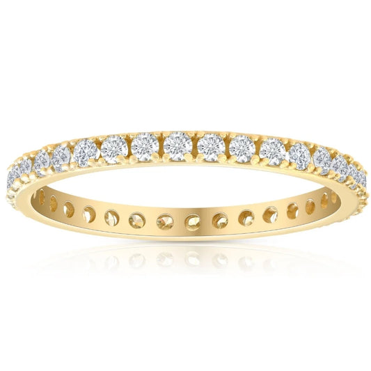 Pompeii 1/2 Ct Diamond Eternity Ring 10K Yellow Gold Womens Stackable Anniversary Band