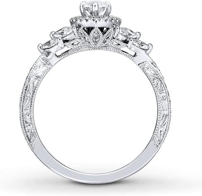 1-3/8 Carat (CTW) Moissanite Engagement Rings for Women Platinum Plated Silver Rings