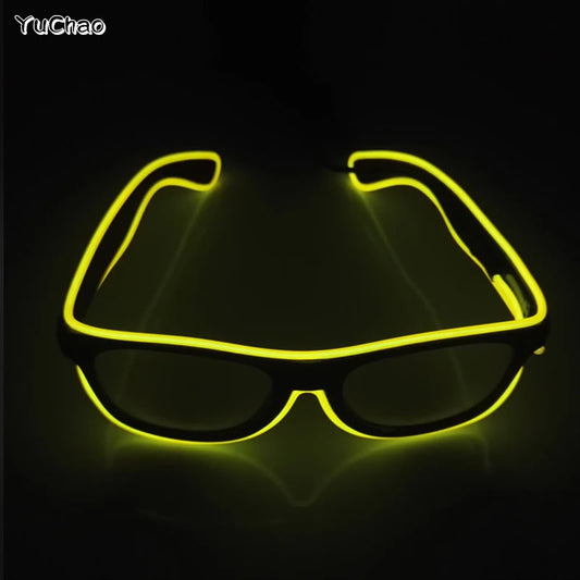 Cool Fashion Double Colors EL Window-Shades Glasses Glowing Glasses Neon LED Light up Sunglasses Glow Party Decorative Glasses