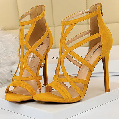 Shoes Roman Style High Heels Woman Pumps Stiletto Heels 11 Cm Women Heels Sexy Party Shoes Hollow Out Women Sandals 2025