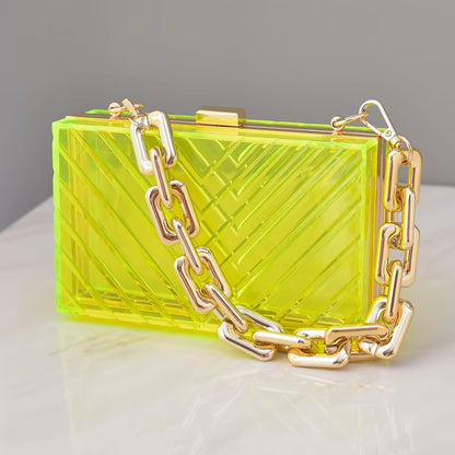 Transparent Bag Woman Luxury Handbags Designer Evening Clutch Clear Purse Crossbody Shoulder Acrylic Wedding Thick Strap Bag