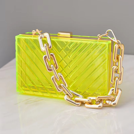 Transparent Bag Woman Luxury Handbags Designer Evening Clutch Clear Purse Crossbody Shoulder Acrylic Wedding Thick Strap Bag