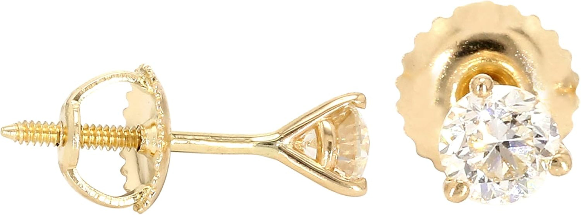IGI Certified Lab-Created Diamond Stud Earrings Martini Prong 14K Yellow Gold Womens (VS2-SI1 Clarity)