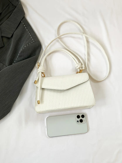 New White Vintage Knitted Texture Women'S Handbag Shoulder & Crossbody Bag