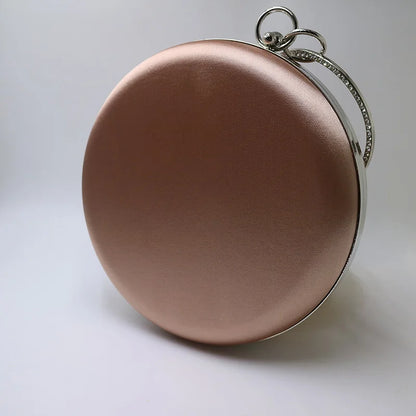 New Silk Satin round Circular Women Fashion Day Clutches Wristlets Handbag Purse Party Prom Evening Clutch Bag Purple