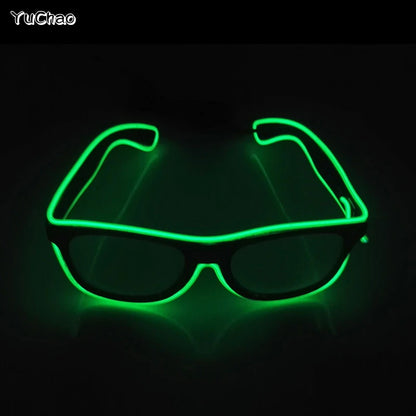 Cool Fashion Double Colors EL Window-Shades Glasses Glowing Glasses Neon LED Light up Sunglasses Glow Party Decorative Glasses